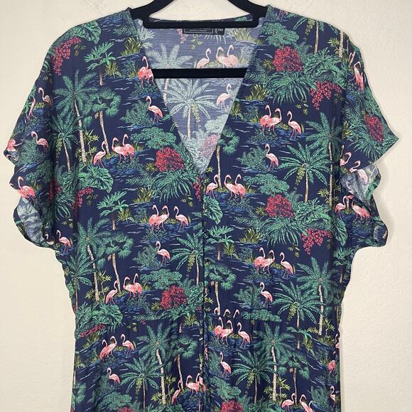 Vineyard Vines Textured Button Front Kaftan Dress Tropical Navy - Size XXS - Picture 5 of 8